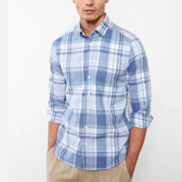 Hugo Boss Slim Fit Blue Plaid Button Shirt size Medium - Picture 9 of 9